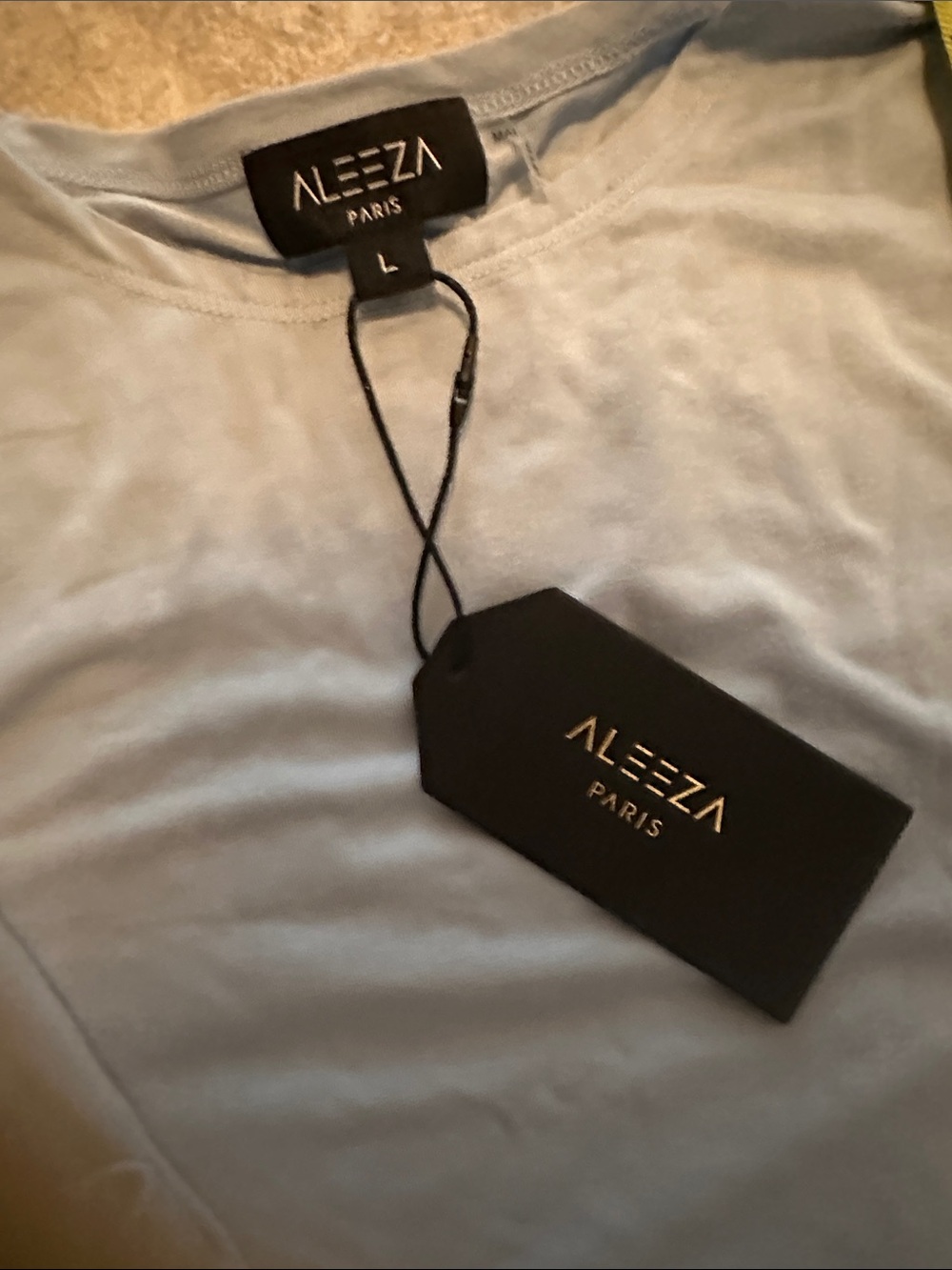 Aleeza Pale Blue Three-Quarter Sleeve Tee - Picture 2 of 6